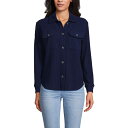 【送料無料】 ランズエンド レディース ジャケット・ブルゾン アウター Women's Lands' End Waffle Relaxed Long Sleeve Shacket Deep Sea Navy(4)