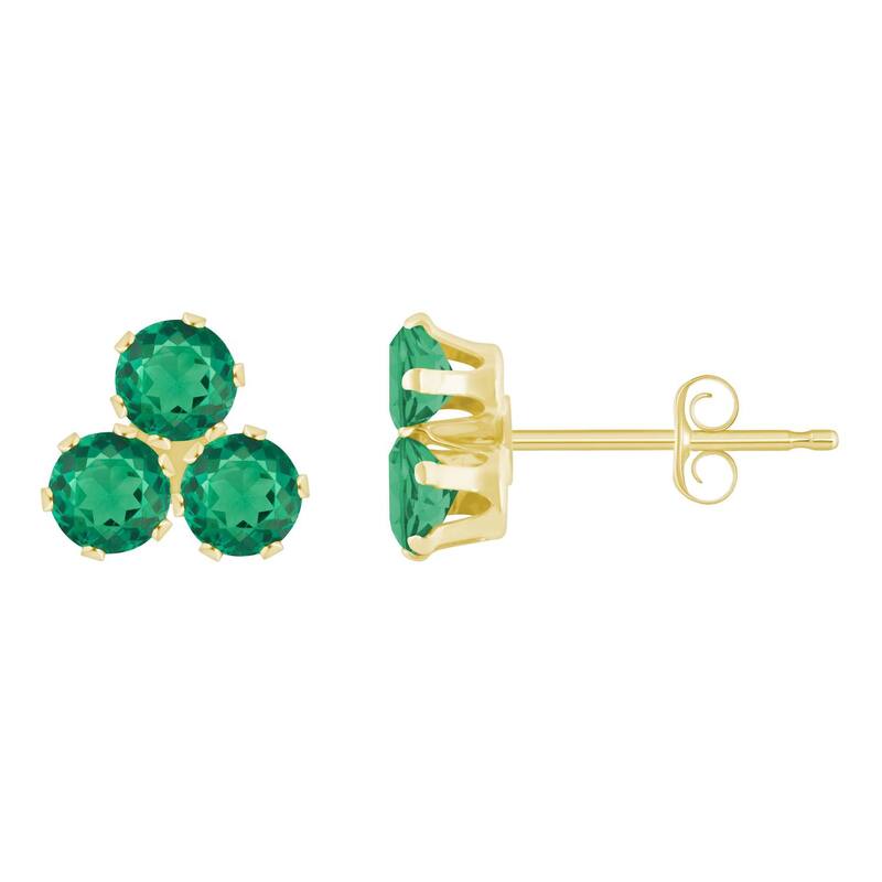 Celebration Gems レディース アクセサリー ピアス・イヤリング Celebration Gems 10k Gold Round Lab-Created Gemstone Cluster Stud Earrings Created Emerald エメラルド