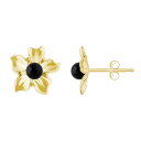 【送料無料】 Celebration Gems レディース ピアス・イヤリング アクセサリー Celebration Gems 10k Gold Sphere Gemstone Hibiscus Flower Stud Earrings Onyx