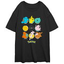 【送料無料】 ライセンス キャラクター レディース Tシャツ トップス Juniors' Pokemon Mix Group Oversized Tee Black