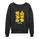 【送料無料】 ライセンス キャラクター レディース Tシャツ トップス Plus Size Pokemon Pikachu Grid Lightweight French Terry Sweatshirt Heather Charcoal