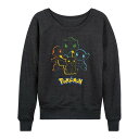 【送料無料】 ライセンス キャラクター レディース Tシャツ トップス Plus Size Pokemon Round Group Lightweight French Terry Sweatshirt Heather Charcoal
