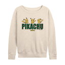 【送料無料】 ライセンス キャラクター レディース Tシャツ トップス Plus Size Pokemon Plaid Pikachu Lightweight French Terry Sweatshirt Beige