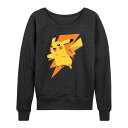【送料無料】 ライセンス キャラクター レディース Tシャツ トップス Plus Size Pokemon Pikachu Bolt Lightweight French Terry Sweatshirt Heather Charcoal