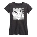 【送料無料】 ライセンス キャラクター レディース Tシャツ トップス Plus Pokemon Eevee 133 Graphic Tee Heather Charcoal