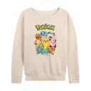 【送料無料】 ライセンス キャラクター レディース Tシャツ トップス Plus Size Pokemon Character Group Lightweight French Terry Sweatshirt Beige