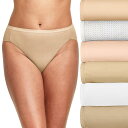 【送料無料】 ヘインズ レディース パンツ アンダーウェア Women’s HanesR UltimateR 6-Pack Cotton Hi-Cut Brie...