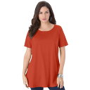 【送料無料】 ロアマンズ レディース Tシャツ トップス Roaman's Women's Plus Size Swing Ultimate Tee With Keyhole Back Copper Red(4)