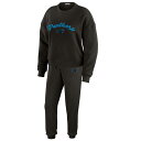 【送料無料】 ウェア バイ エリン アンドルーズ レディース ナイトウェア アンダーウェア Women's WEAR by Erin Andrews Cream Carolina Panthers Plus Size Knitted Tri-Blend Long Sleeve T-Shirt & Pants Lounge Set Pth Black