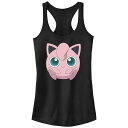 【送料無料】 ライセンス キャラクター レディース Tシャツ トップス Juniors' Pokemon Jigglypuff Sitting Racerback Tank Top Black
