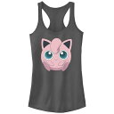 【送料無料】 ライセンス キャラクター レディース Tシャツ トップス Juniors' Pokemon Jigglypuff Sitting Racerback Tank Top Charcoal