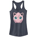 【送料無料】 ライセンス キャラクター レディース Tシャツ トップス Juniors' Pokemon Jigglypuff Sitting Racerback Tank Top Indigo