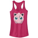 【送料無料】 ライセンス キャラクター レディース Tシャツ トップス Juniors' Pokemon Jigglypuff Sitting Racerback Tank Top Raspberry