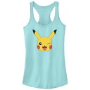 【送料無料】 ライセンス キャラクター レディース Tシャツ トップス Juniors' Pokemon Pikachu Winking Face Racerback Tank Top Cancun