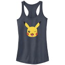【送料無料】 ライセンス キャラクター レディース Tシャツ トップス Juniors' Pokemon Pikachu Winking Face Racerback Tank Top Indigo
