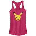 【送料無料】 ライセンス キャラクター レディース Tシャツ トップス Juniors' Pokemon Pikachu Winking Face Racerback Tank Top Raspberry