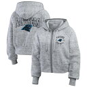 【送料無料】 ウェア バイ エリン アンドルーズ レディース ジャケット・ブルゾン アウター Women's WEAR by Erin Andrews Heather Gray Carolina Panthers Speckled Fleece Cropped Full-Zip Hoodie Pth Grey