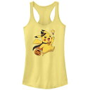 【送料無料】 ライセンス キャラクター レディース Tシャツ トップス Juniors' Pokemon Pikachu Trick Or Treating Racerback Tank Top Banana