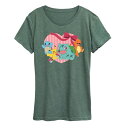 【送料無料】 ライセンス キャラクター レディース Tシャツ トップス Women's Pokemon Group Valentine's Graphic Tee Heather Green