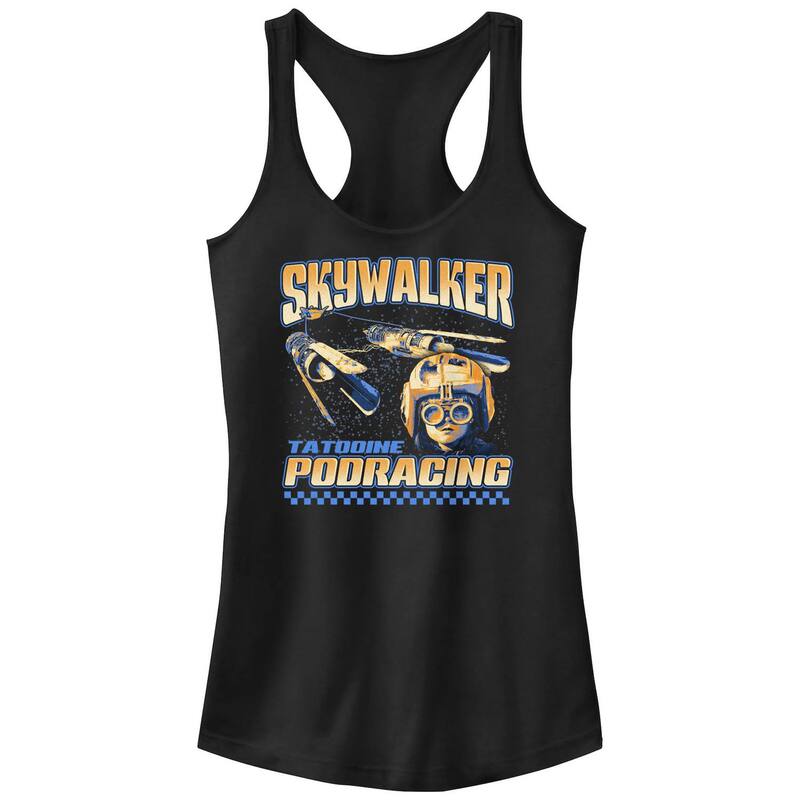 【送料無料】 スター ウォーズ レディース Tシャツ トップス Juniors' Star Wars Luke Skywalker Tatooine Podracing Racerback Tank Top Black