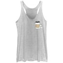 【送料無料】 ライセンス キャラクター レディース Tシャツ トップス Juniors' Pokemon Pikachu Coffee Racerback Tank Top White Heather