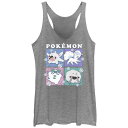【送料無料】 ライセンス キャラクター レディース Tシャツ トップス Juniors' Pokemon Ice Block Portraits Racerback Tank Top Gray Heather