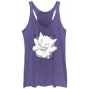 【送料無料】 ライセンス キャラクター レディース Tシャツ トップス Juniors' Pokemon Gengar Passing Through Racerback Tank Top Purple Heather