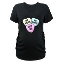【送料無料】 アンブランデッド レディース Tシャツ トップス Maternity Valentine's Day Candy Hearts Graphic Tee Black