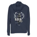【送料無料】 ライセンス キャラクター レディース Tシャツ トップス Plus Size Wednesday Warning Toxic Heart Cowlneck Graphic Lightweight Long Sleeve Navy(4)