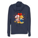 【送料無料】 ライセンス キャラクター レディース Tシャツ トップス Plus Size Strawberry Shortcake And Huckleberry Pie Love Cowlneck Graphic Lightweight Long Sleeve Navy