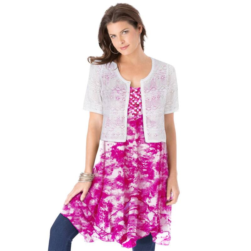 ReVida ŷԾŹ㤨֥ޥ ǥ  ˥åȡ ץ饹 ǥ åץ Roaman's Women's Plusize Cropped Pointelle Cardigan White ۥ磻ȡפβǤʤ14,480ߤˤʤޤ