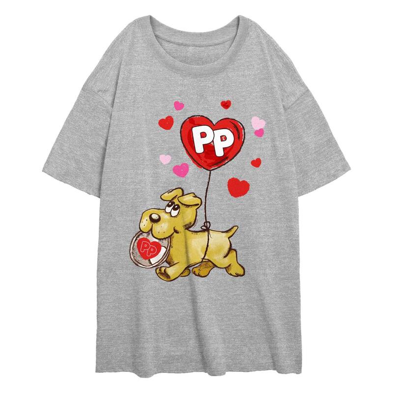 【送料無料】 ライセンス キャラクター レディース Tシャツ トップス Juniors' Pound Puppies Will You Be My Valentine Oversized Graphic Tee Athletic Heather