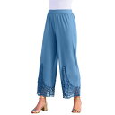 【送料無料】 ロアマンズ レディース カジュアルパンツ ボトムス Roaman's Women's Plus Size Wide-Leg Ultrasmooth Fabric Lace Pant Dusty Indigo