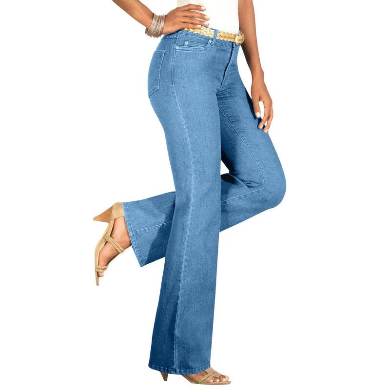 【送料無料】 ロアマンズ レディース デニムパンツ ボトムス Roaman's Women's Plus Size Invisible Stretch Iconic Bootcut Jean Light Stonewash