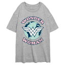 【送料無料】 ライセンス キャラクター レディース Tシャツ トップス Juniors' DC Comics Wonder Woman World Logo Oversized Graphic Tee Athletic Heather(4)