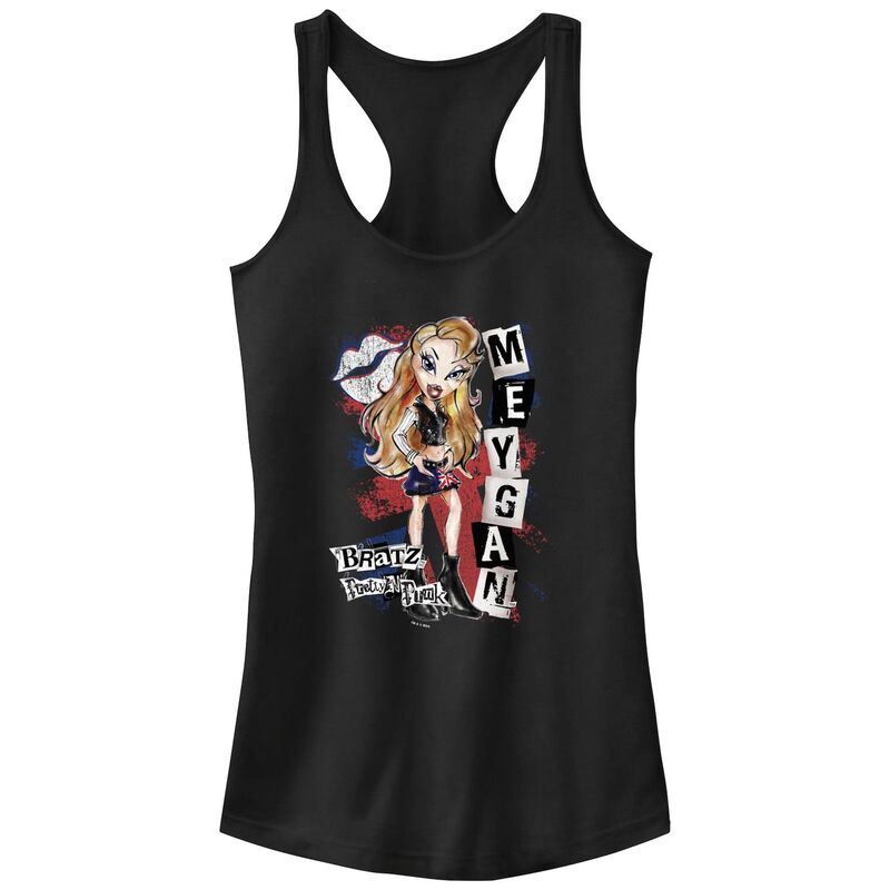【送料無料】 ライセンス キャラクター レディース Tシャツ トップス Juniors' Bratz Pretty N Punk Meygan Racerback Tank Top Black