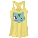【送料無料】 ライセンス キャラクター レディース Tシャツ トップス Juniors' Pokemon Bulbasaur Winking Face Racerback Tank Top Banana