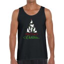 【送料無料】 エルエーポップアート メンズ Tシャツ トップス Meowy Christmas Tree - Men's Word Art Tank Top Black
