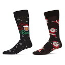 【送料無料】 メモイ メンズ 靴下 アンダーウェア Men's 2 Pair Pack Novelty Holiday Cheer Crew Socks Black Black(4)