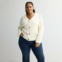 【送料無料】 ソノマ レディース ニット・セーター アウター Plus Size Sonoma Goods For Life Open Stitch Knit Cardigan Ivory Silk(4)