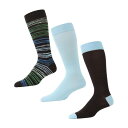 【送料無料】 メモイ メンズ 靴下 アンダーウェア Stripe Rush Cotton Blend Crew Sock 3 Pack Brown Heathe...