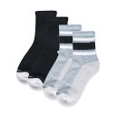 【送料無料】 メモイ レディース 靴下 アンダーウェア 2 Pair Diabetic Vintage Stripe Half Cushion Quarter ...