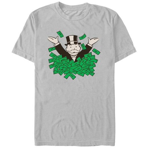 【送料無料】 ライセンス キャラクター メンズ Tシャツ トップス Men's Monopoly Mr. Monopoly In Money Pile Graphic Tee Silver 【送料無料】 ライセンス キャラクター メンズ Tシャツ トップス Men's Monopoly Mr. Monopoly In Money Pile Graphic Tee Silver