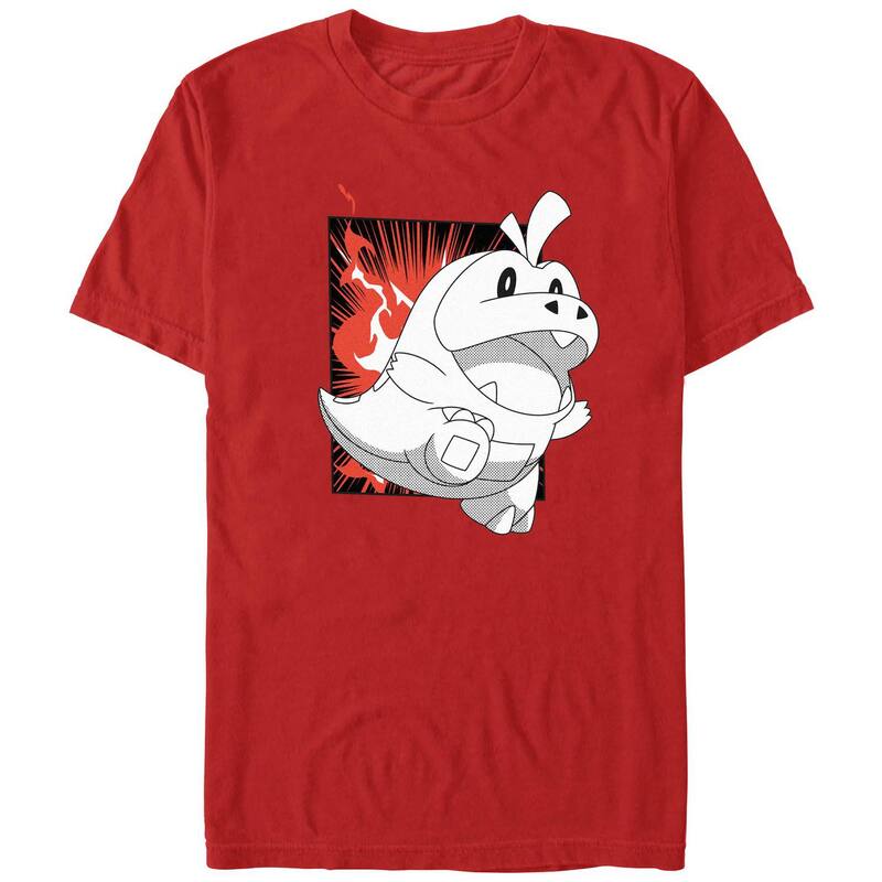 アニメキャラクター メンズ トップス Tシャツ グラフィック Licensed Character Men's Pokemon Fuecoco Manga Style Graphic Tee Red レッド
