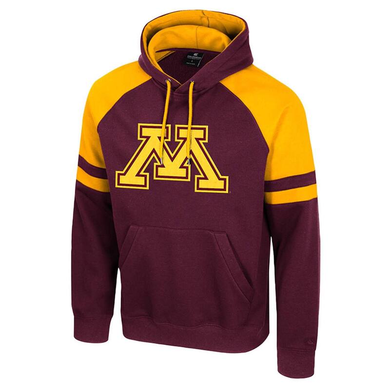 【送料無料】 コロシアム メンズ Tシャツ トップス Men's Colosseum Maroon Minnesota Golden Gophers Todd Raglan Pullover Hoodie Min Red