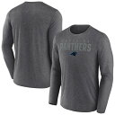 【送料無料】 ファナティクス メンズ Tシャツ トップス Men's Fanatics Heather Charcoal Carolina Panthers Blackout Lateral Long Sleeve T-Shirt Pth Charco