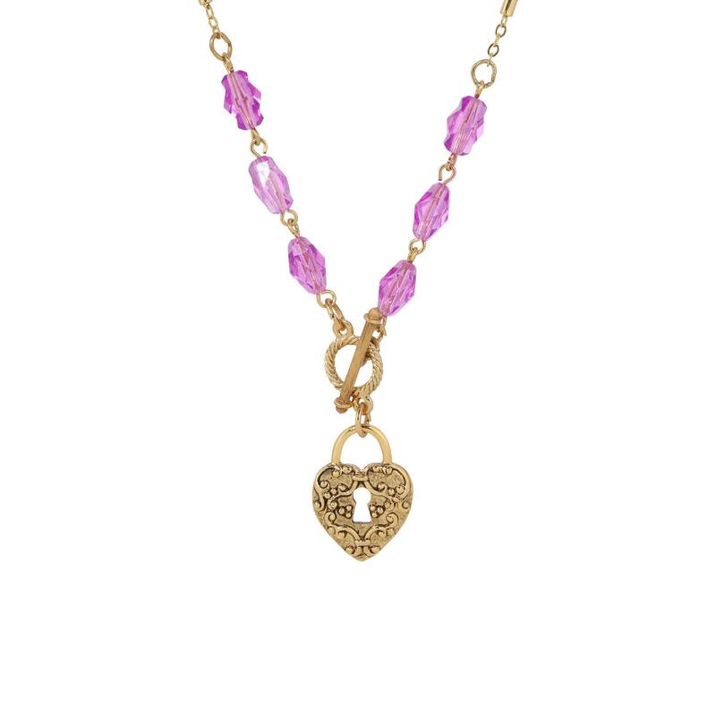 1928 レディース アクセサリー ネックレス・チョーカー・ペンダントトップ レース 1928 Gold-Tone Filigree Heart Purple Bead Necklace Purple パープル(4)