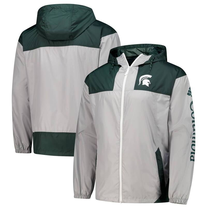 【送料無料】 コロンビア メンズ ジャケット・ブルゾン アウター Men's Columbia Gray Michigan State Spartans Flash Challenger II Omni-Shade Full-Zip Windbreaker Jacket Msu Grey
