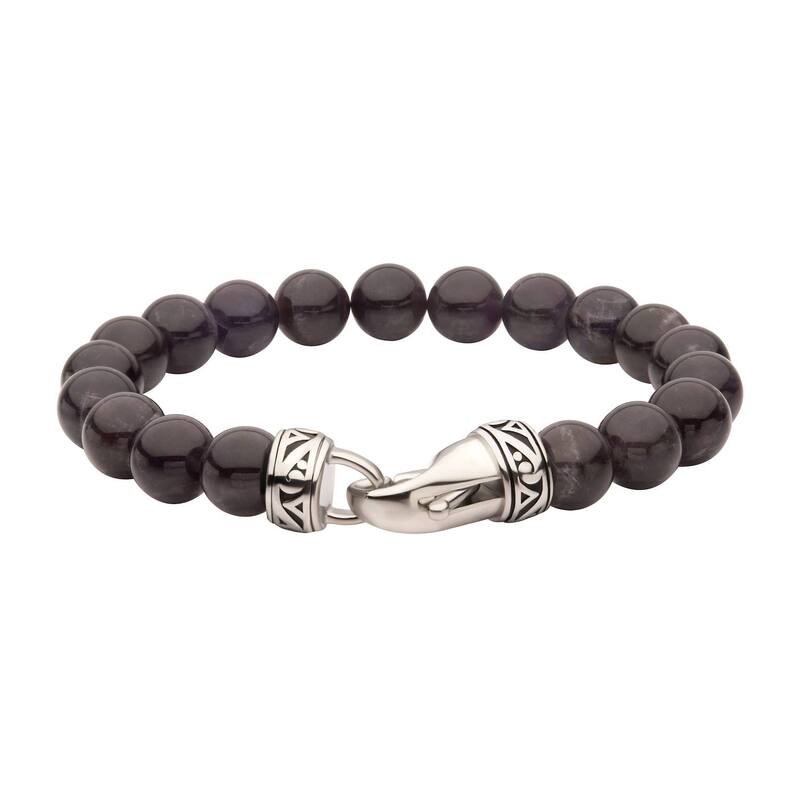 【送料無料】 アンブランデッド メンズ ブレスレット・バングル・アンクレット アクセサリー Men's Gemstone Bead Bracelet Amethyst