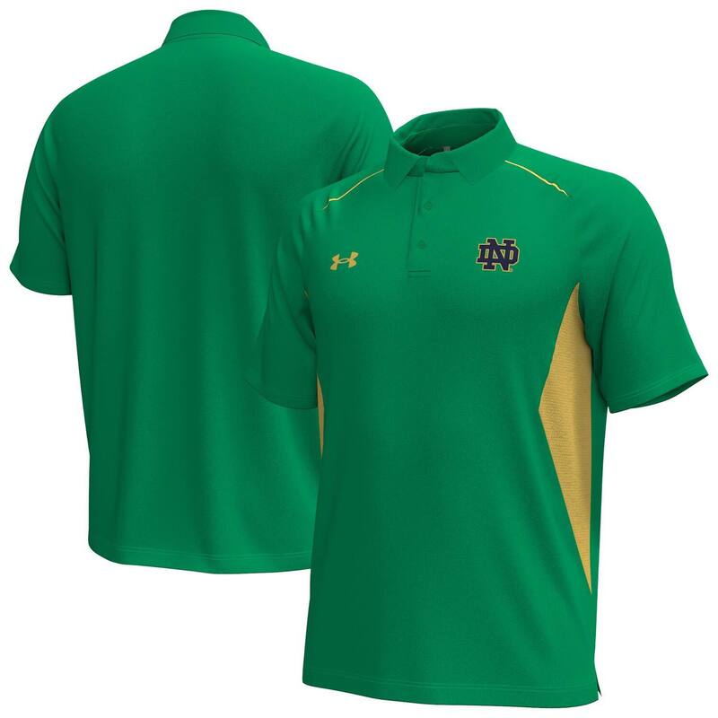 【送料無料】 アンダーアーマー メンズ Tシャツ トップス Men's Under Armour Kelly Green Notre Dame Fighting Irish Title Performance Polo Ntd Green